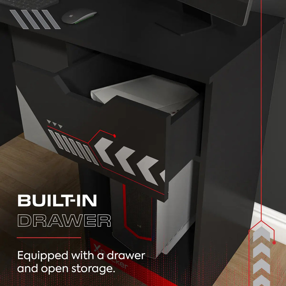 Octane 110cm Gaming Desk with Drawer - Red
