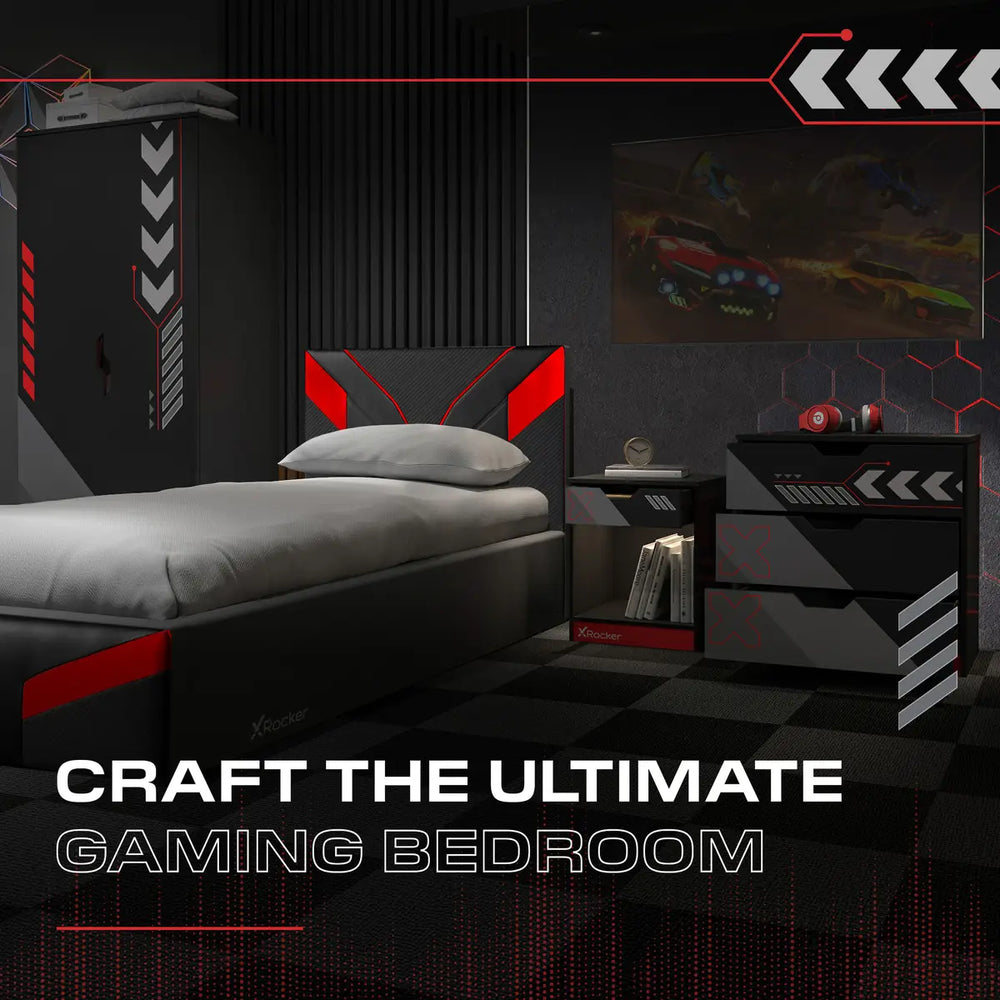 Octane 110cm Gaming Desk with Drawer - Red