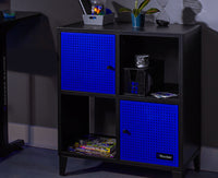 Mesh-Tek Square 4 Cube Storage Cabinet - Black / Blue