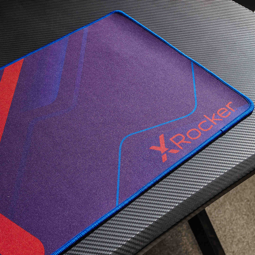 Ocelot 115cm Gaming Desk with Blue/Red Stickers and FREE Mousepad