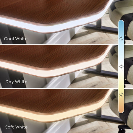 Oka LED Office Desk with Wireless Charging - Walnut Effect (2 Sizes)